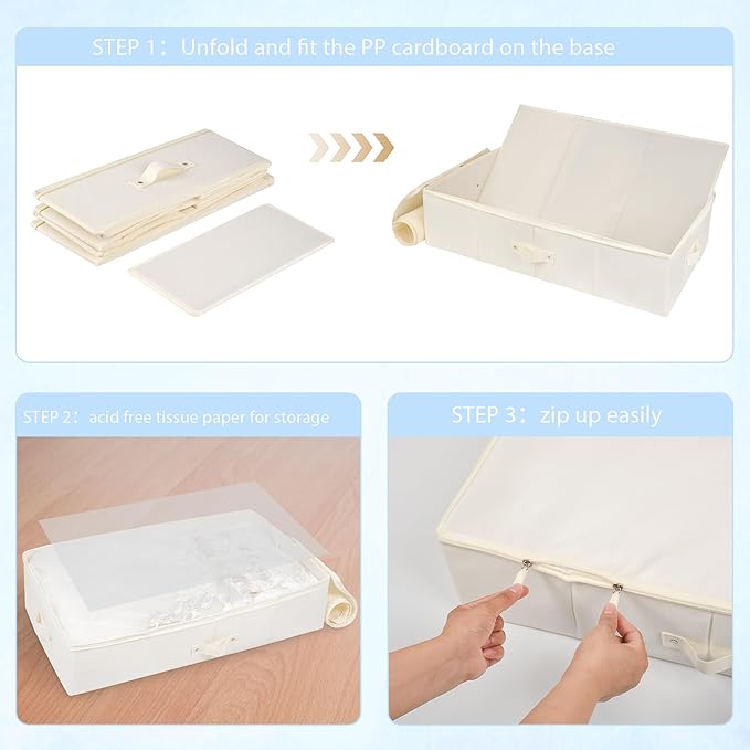 Duduboy Wedding Dress Storage Box Bridal Essentials Heirloom Breathable Wedding Gown Preservation Box - Large Size with Microfiber Gloves Acid-Free Tissue Paper and Dustproof Bag