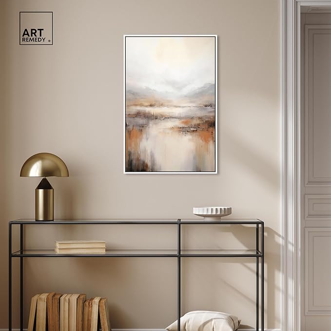 Art Remedy Natural Cascades Canvas Muted Abstract Wall Art, White Frame, 20" x 30"