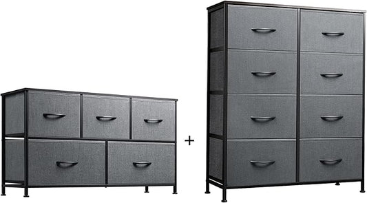 WLIVE 5 Drawer Dresser and 8 Drawer Dresser Set, Storage Tower, Organizer Unit for Bedroom, Hallway, Entryway