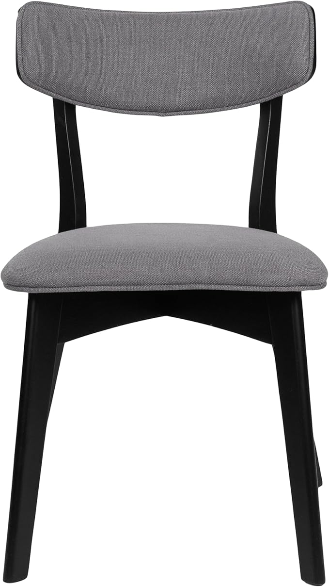 Chazz Upholstered Dining Chairs- Dark Gray/Matte Black (Set of 2)