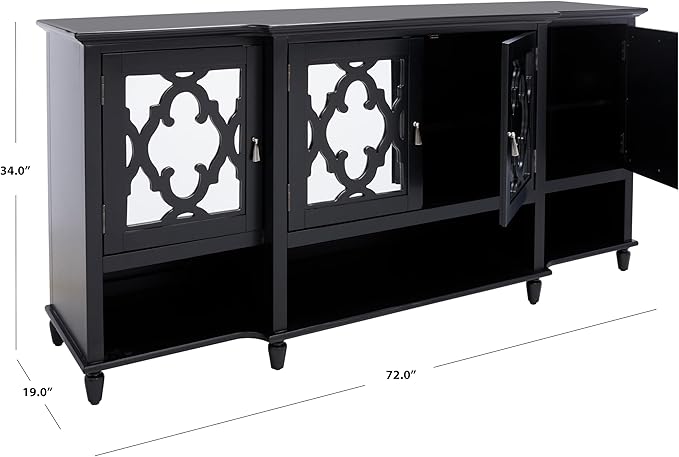 SAFAVIEH Couture Collection Juliette Black Mirrored 4-Door Storage Sideboard