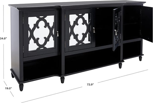 SAFAVIEH Couture Collection Juliette Black Mirrored 4-Door Storage Sideboard