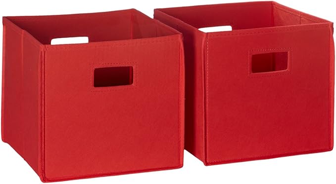 RiverRidge 02-147 Floor Cabinet, Gray & 2 Pc Storage, Red Folding Bin, 2 Piece