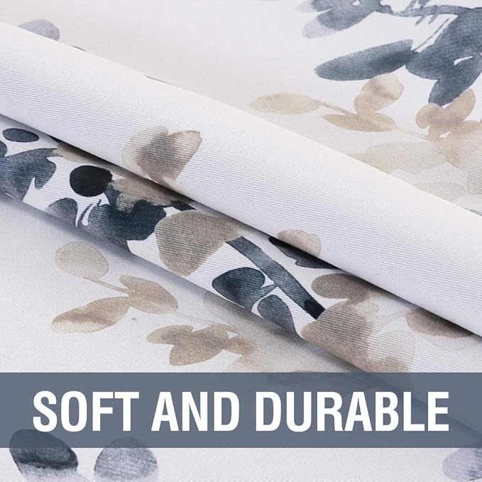 H.VERSAILTEX Blackout Curtains 45 Inch Length 2 Panels Set Room Darkening Thermal Curtains for Bedroom Sound Proof Grommet Floral Curtains, Vintage Classical Floral Printing Bluestone and Taupe