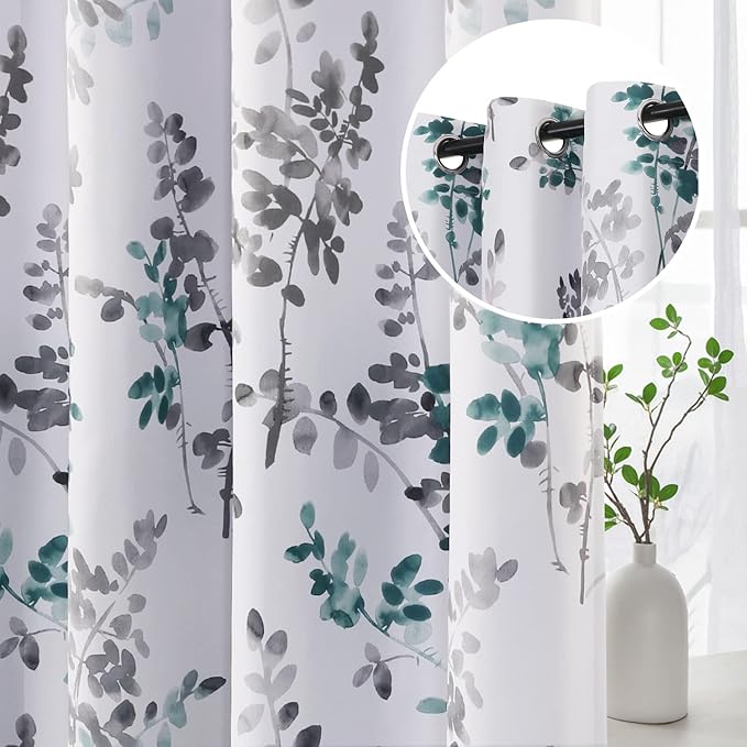 H.VERSAILTEX Bedroom Blackout Curtains Light Block Thermal Insulated Panels for Living Room Grommet Room Darkening Window Treatments, 52" Wide x 84" Long, 2 Pieces, Grey and Teal
