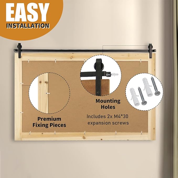 Farmhouse Bathroom Mirror, 40” x 26” Rustic Wood Framed Wall Mirrors, Barn Door Style, Large Rectangle Decorative Wall Mounted Mirror for Bathroom Living Room, Bedroom, Entryway, Brown