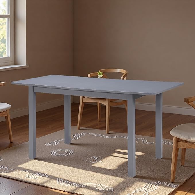 Dining Table, Extendable Kitchen Room Table for 4-8 People, 48"-59.8" Wooden Rectangle Expandable Table, Space Saving Modern House Dining Surface for Home Living Room Office, Dark Gray