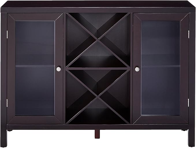 Kings Brand Furniture - Wine Rack Bar Cabinet, Kitchen Sideboard and Buffet Table with Storage for Dining Room, Living Room, Espresso