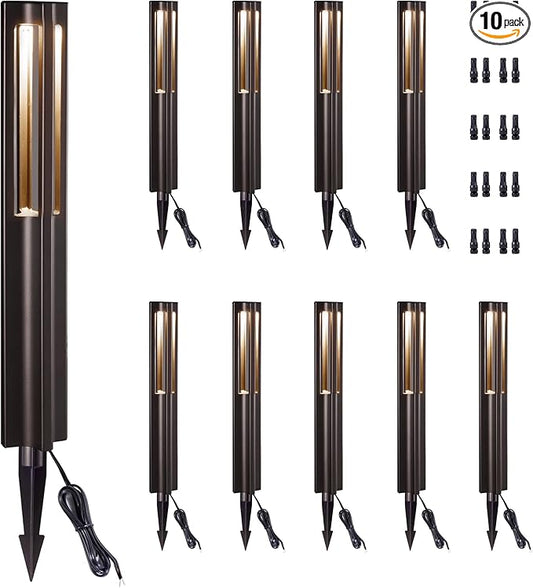 Landscape Path Lights Wired, LED 12V Low Voltage Pathway Lights, Outdoor Waterproof, 3W 110LM ORB Aluminum for Driveway Yard 10 Pack