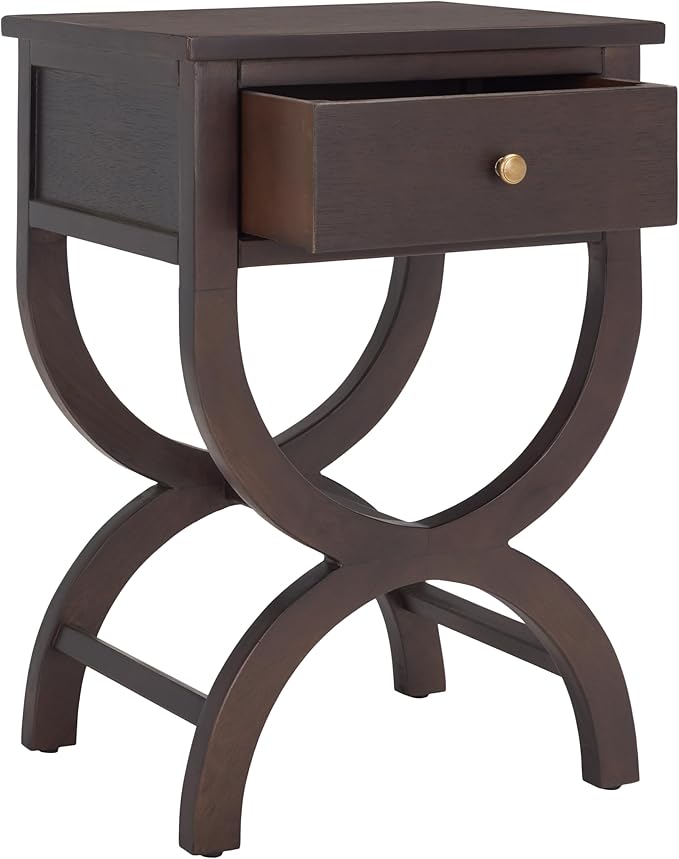 SAFAVIEH Home Collection Maxine Walnut Brown 1-Drawer Accent Table Nightstand Bedside Accent Table (Fully Assembled)