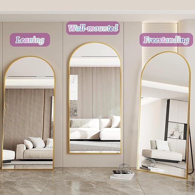 Floor Mirror, 44"×88" Full Length Mirror with Stand for Bedroom Living Room, Gold