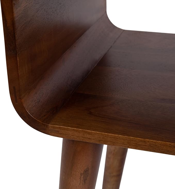Kate and Laurel Quilby Mid-Century Living Room Side Table with Storage, 18 x 14 x 27, Walnut Brown, Wooden Bedroom Nightstand with Tapered Legs and Bedside Table Storage
