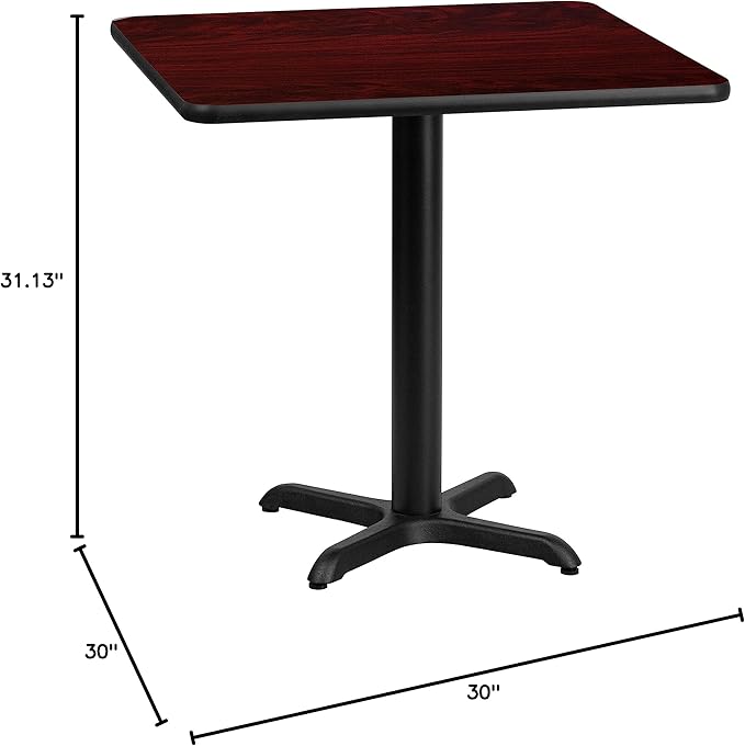Flash Furniture 30'' Square Mahogany Laminate Table Top with 22'' x 22'' Table Height Base