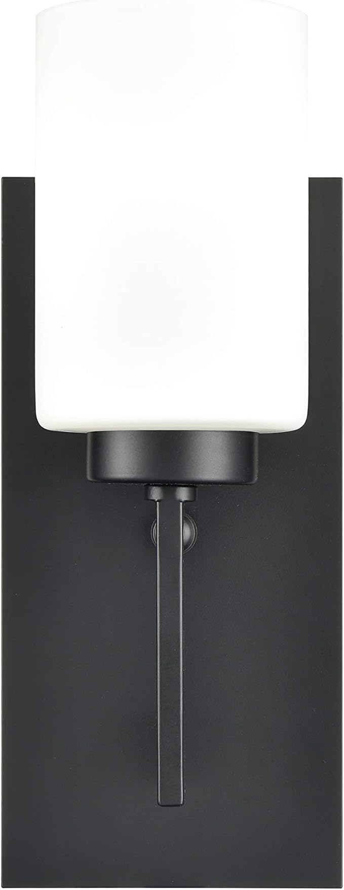 Linea di Liara Brio Black Wall Sconce with Frosted Glass Shade - Modern Wall Light Fixture for Bathroom, Vanity, and Hallway
