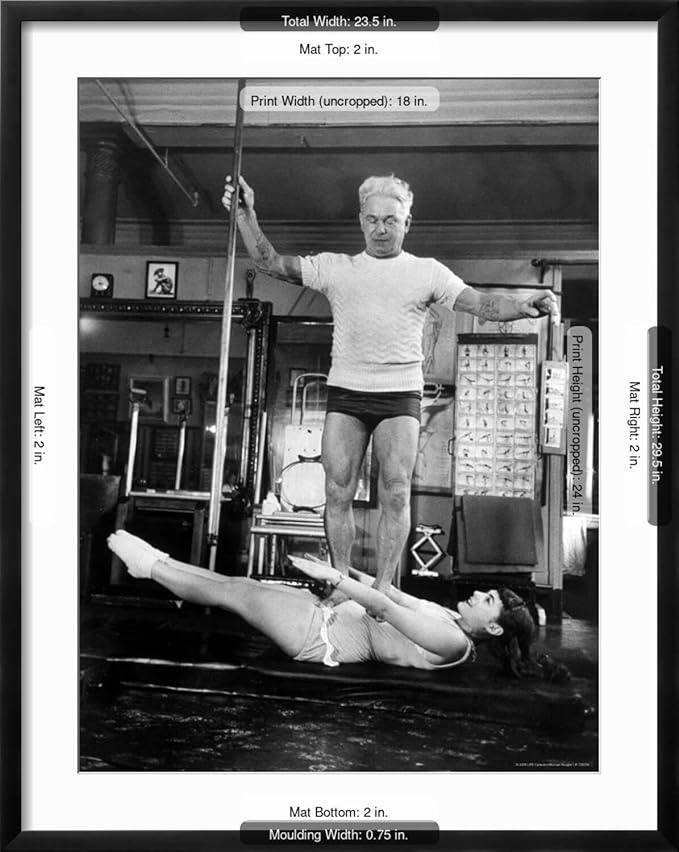 ART.COM Wall Premium Photographic Print Opera Singer Roberta Peters Balancing Her Trainer, Joseph Pilates, on Her Operatic Breadbasket on Black Frame by Michael Rougier, 23" x 29"