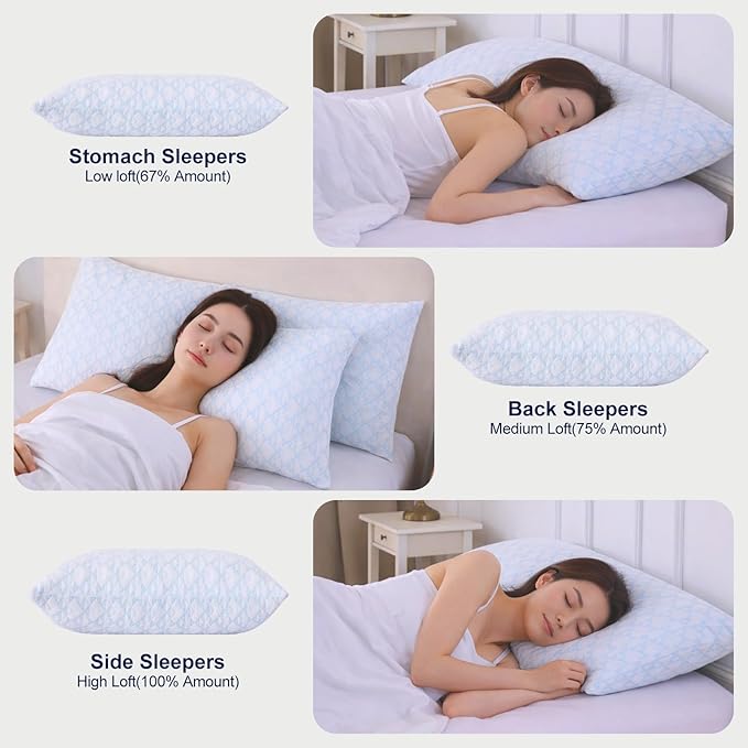 Memory Foam Pillows 2 Pack：Adjustable Loft Bed Pillows King Size Set of 2 for Sleeping, Removable, Supportive & Breathable Design for Hot, Side, Back, and Stomach Sleepers