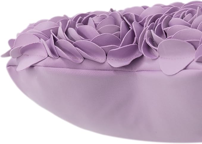 JWH Heart Flower Throw Pillow Covers Decorative Floral Shaped Accent Cushion Soft Pillowcase for Sofa Couch Living Room Bed Chair 14x16 Inches Purple Lilac