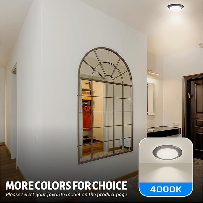 ECOELER Bronze 6 inch Dimmable LED Disk Light Flush Mount Ceiling Fixture, 16.5W, 4000K Cool White, 1000Lm, Low Profile Flush Mount Ceiling Lights for J-Box or Recessed Can, ETL-Listed, Bronze