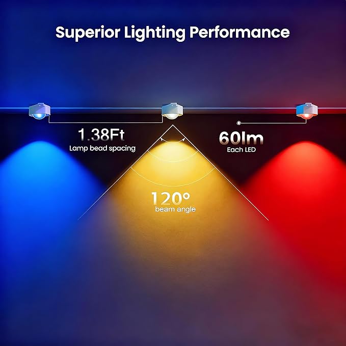 50FT Permanent Outdoor Light with 36 LED Lights, Smart RGB Color-Changing Eaves Lights, Waterproof Exterior Lights for House Trim, App Control, Perfect for Christmas,Holidays,Daily Lighting