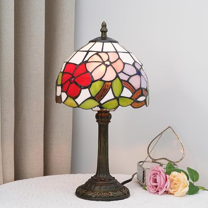 Tiffany Lamp Stained Glass lamp Small Bedside Table Lamps for Living Room Bedroom Dorm Kitchen Home Decor Festival Birthday Gift,Morning Glory