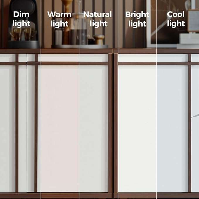 Sideboard Buffet Cabinet with Storage, 2 Doors, Adjustable Shelves, Wooden Mid Century Coffee Bar Cabinet for Entryway, Living Room, Kitchen, Walnut/White