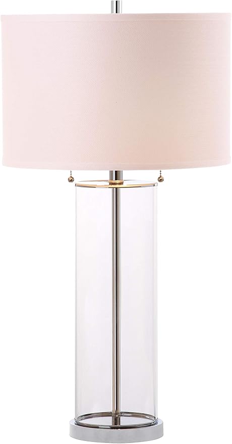 SAFAVIEH Lighting Collection Velma Modern Contemporary Clear Glass Pull Chain 31-inch Bedroom Living Room Home Office Desk Nightstand Table Lamp Set of 2 (LED Bulbs Included)