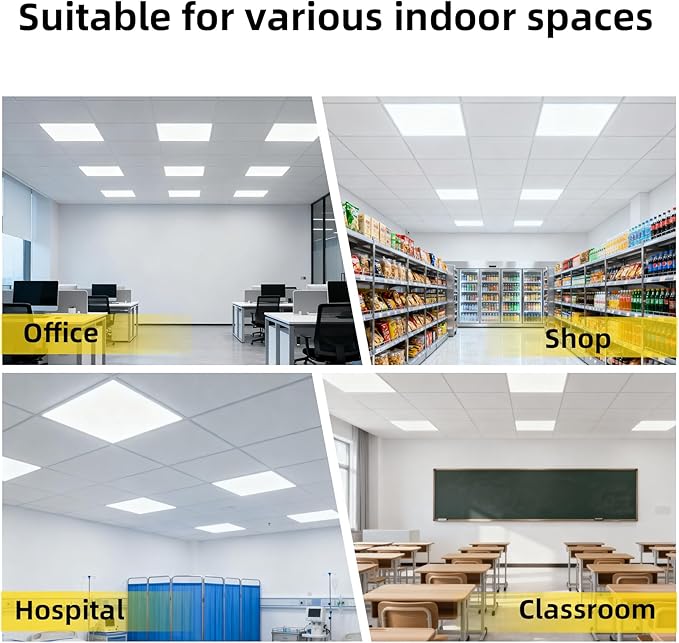 2x4 LED Flat Panel Ceiling Light,20 Pack,7800LM LED Ceiling Light Fixture,0-10V Dimmable,5000K Daylight White Recessed Edge-Lit Troffer Fixture,ETL Certificated,Dustproof,110-277V AC