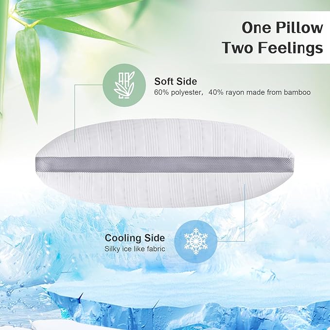 Meoflaw Cooling Pillows Standard Size,Shredded Memory Foam Bed Pillows for Sleeping, Supportive Standard Pillows for Back & Side Sleepers,Adjustable Pillows Standard Size with Washable Removable Cover