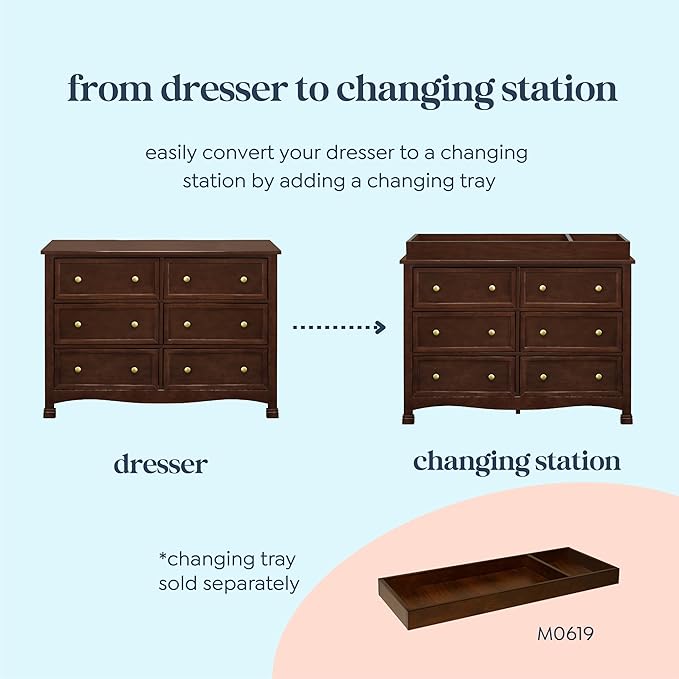 DaVinci Kalani 6-Drawer Baby Dresser for Nursery - Wooden Double Chest of Drawers for Kids, Boys and Girls - Multi-Purpose Storage Espresso Dresser for Bedroom, Living Room & Hallway, Easy to Assemble