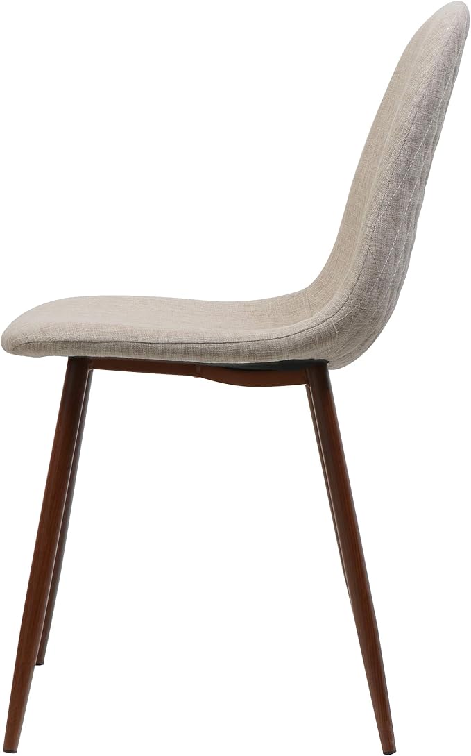 GDFStudio Great Deal Furniture Mid Century Wheat Fabric Dining Chairs with Dark Walnut Wood Finished Legs (Set of 2)