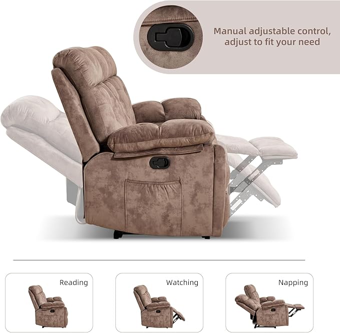 CANMOV Recliner Sofa Set, Power Lift Recliner with Massage&Heat and Loveseat Set, Reclining Sofa with Storage Console,Hidden Cup Holders, for Living Room, Camel-Brown