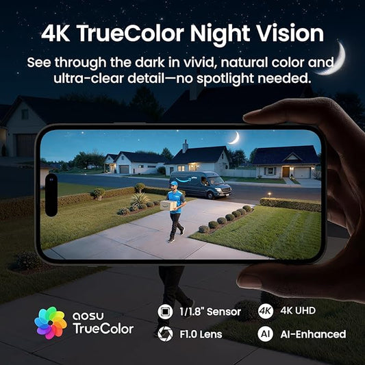aosu T2 Ultra 4K Security Cameras Wireless Outdoor, 6 Cam Kit, Smart Home Security System with TrueColor Night Vision, AI Recognition & 360° Motion Tracking, Solar Power, Expandable 1TB Local Storage