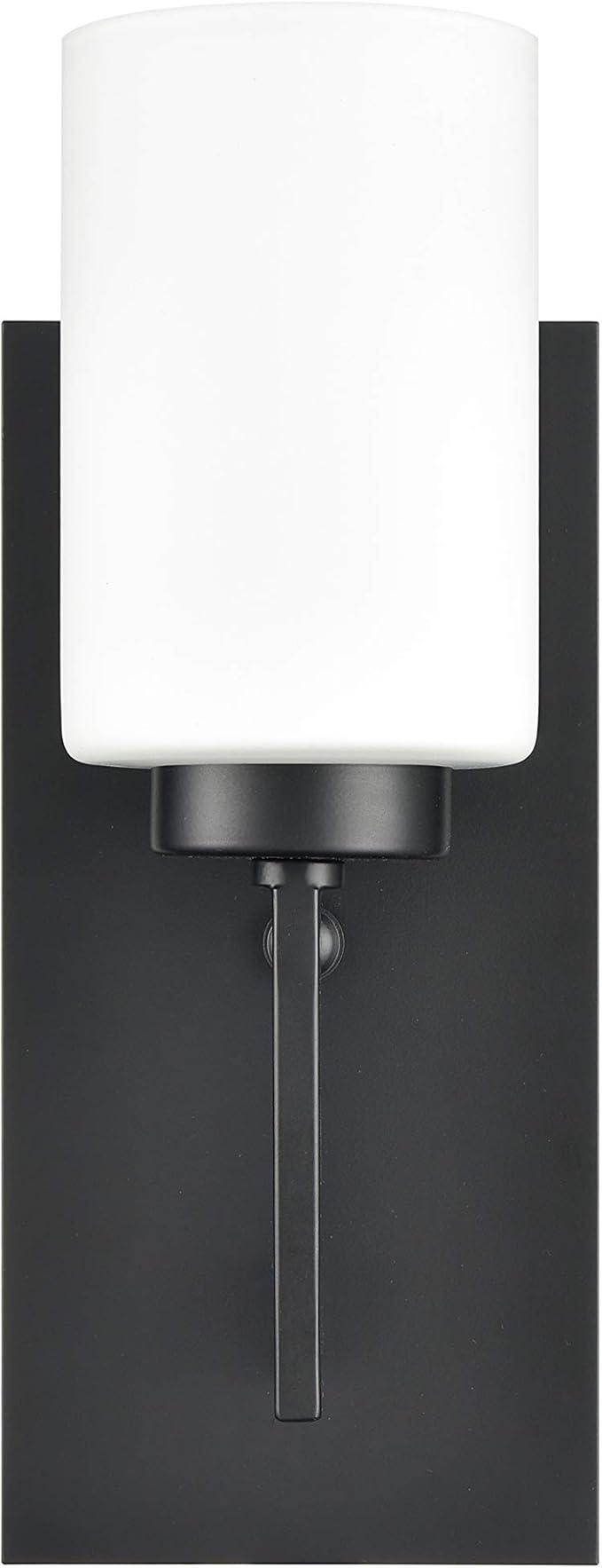 Linea di Liara Brio Black Wall Sconce with Frosted Glass Shade - Modern Wall Light Fixture for Bathroom, Vanity, and Hallway