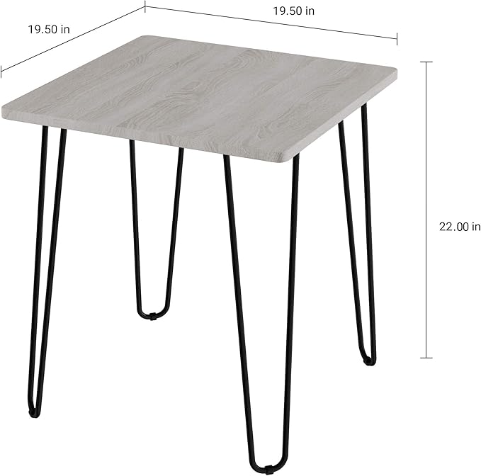 Modern End Table with Hairpin Legs - Industrial-Style, Woodgrain Finish, and Steel Accent Furniture for Living Room, Bedroom, or Office by Lavish Home