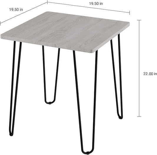 Modern End Table with Hairpin Legs - Industrial-Style, Woodgrain Finish, and Steel Accent Furniture for Living Room, Bedroom, or Office by Lavish Home