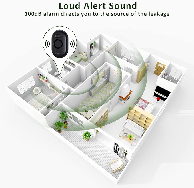 Water Leak Detector Sensor Alarm: Home Water Flooding Monitor Smart Sink Overflow Monitoring Adjustable Wet Moisture Alert Pipe Leakage Drip Detection Warning for Basement Floor (3 Sensor)