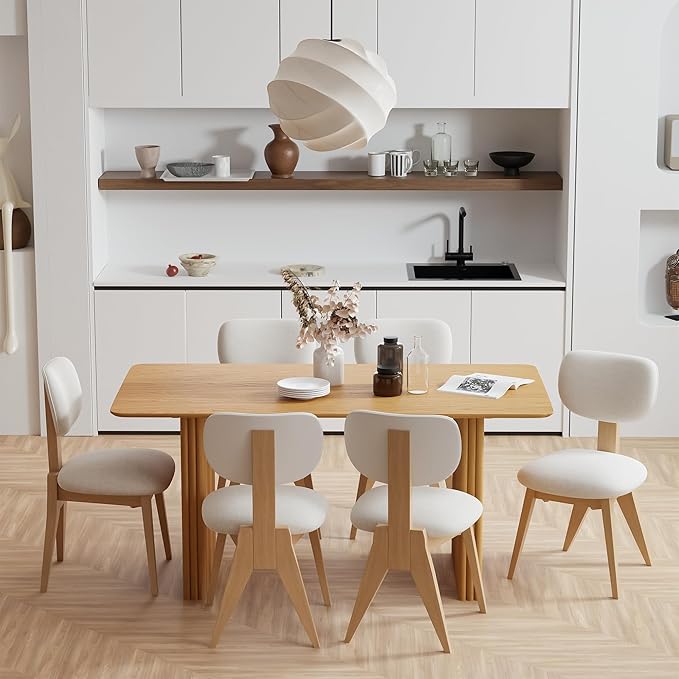 Casaphoria 67" Rectangular Dining Table, Modern Kitchen Table for 4-6, Farmhouse Style Large Table, Easy Assembly for Living Room, Kitchen, Bar, Natural Wood