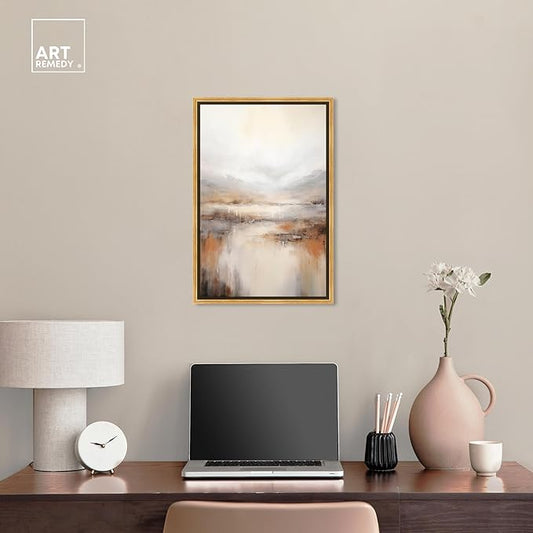 Art Remedy Natural Cascades Canvas Muted Abstract Wall Art, Gold Frame, 16" x 24"