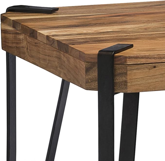 Ryegate 42-Inch Coffee Table – Solid Acacia Wood Live Edge Top with Lower Shelf and Metal Frame Base – Rustic Industrial Modern Living Room Center Table by Alaterre Furniture (Natural)