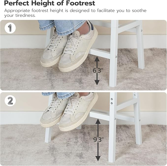 HOOBRO Bar Stools, Set of 2 Bar Chairs, Counter Height Bar Stools, 24 Inch Barstools for Kitchen Counter, PU Upholstered Kitchen Stools, for Kitchen, Bar, Dining Room, White and Gray WG01MD01