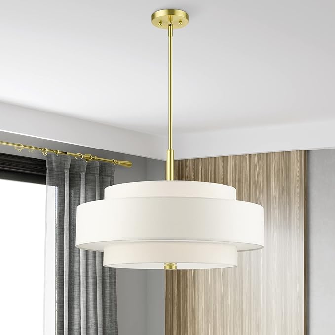 Livex Lighting 50875-12 Meridian 5 Light Chandelier, Satin Brass, 24 x 24 x 53