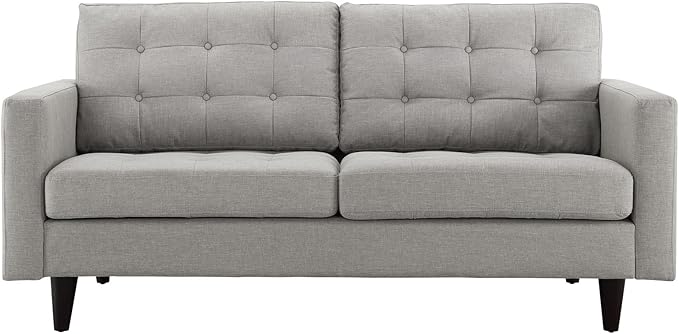 Modway EEI-1547-LGR Empress Mid-Century Modern Upholstered Fabric Loveseat In Light Gray