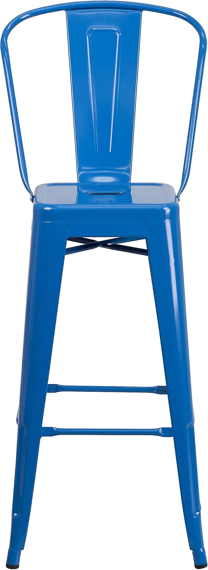 Flash Furniture Commercial Grade 30" High Blue Metal Indoor-Outdoor Barstool with Removable Back