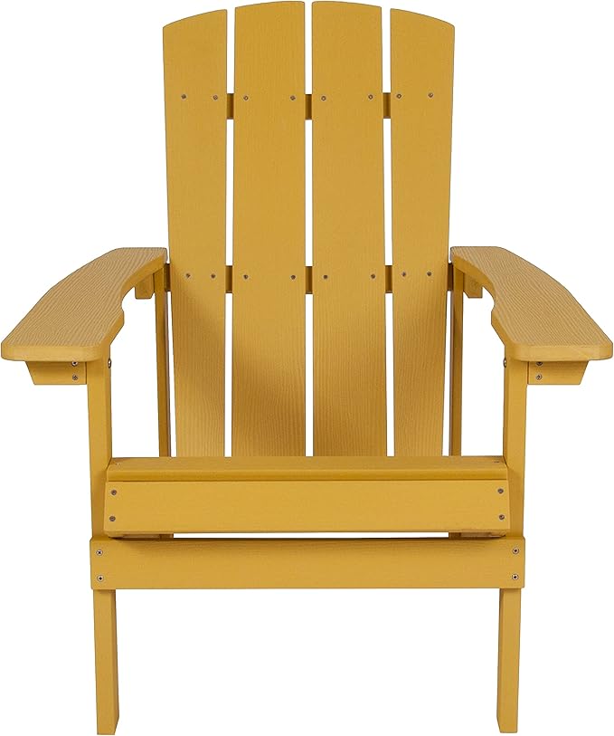 Flash Furniture Charlestown Poly Resin Adirondack Chair - Yellow - All Weather - Indoor/Outdoor - Set of 2