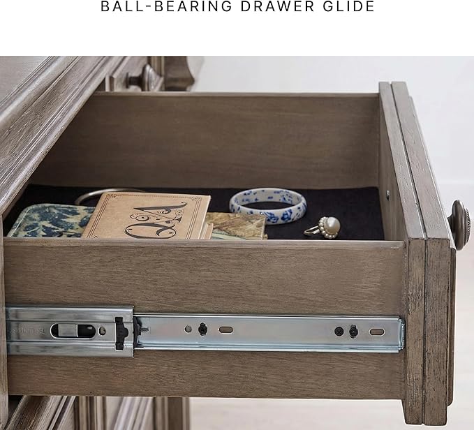 Signature Design by Ashley Blairhurst 3 Drawer Nightstand with USB Charging, 28.75" Tall, Light Grayish Brown