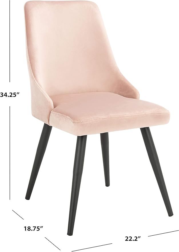 Safavieh Home Collection Zoi Blush Velvet 19-inch (Set of 2) Dining Chair, Dusty Blue/Black