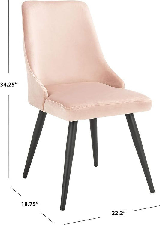 Safavieh Home Collection Zoi Blush Velvet 19-inch (Set of 2) Dining Chair, Dusty Blue/Black