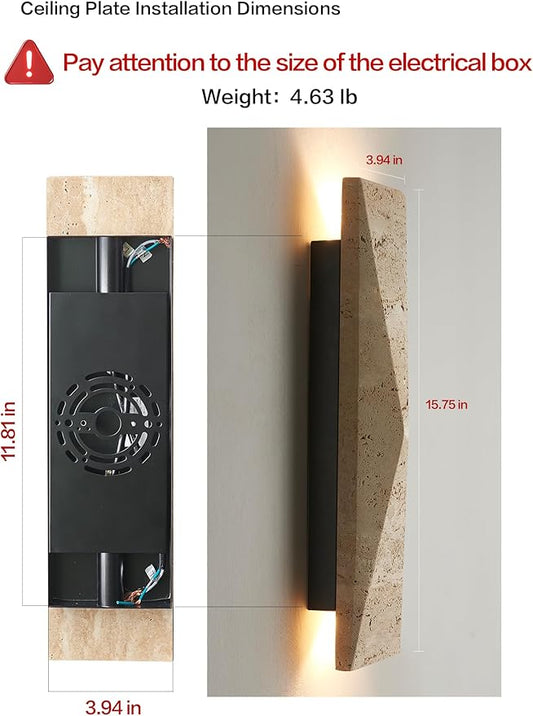 Alabaster Wall Sconce, 15.74" Natural Marble Wall Sconce Vanity Light Fixture for Living Room,Modern Wall Light, Marble Lighting for Bedroom, Staircases，Entryway