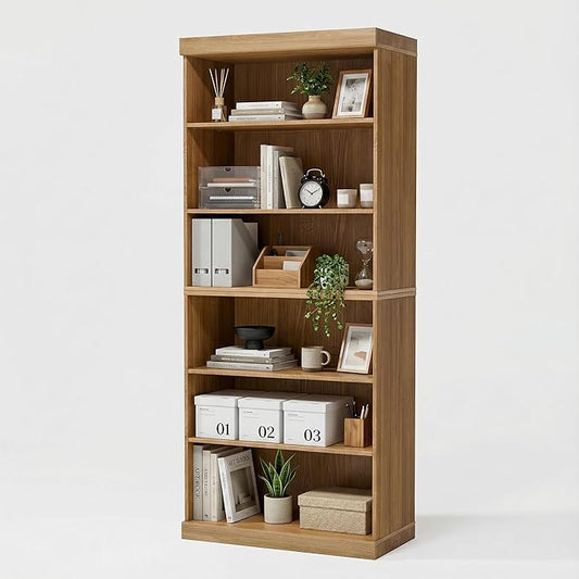 Casaphoria 6 Tier Wooden Bookshelf, 72" H Tall Book Shelf with Adjustable Shelves, Wide Bookshelf with 16" Deep Storage Space for Living Room,Bedroom & Home Office