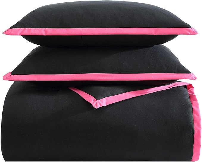 Betsey Johnson - Twin Comforter Set, Bedding Set with Matching Sham & Bonus Soft Throw, Dorm Essentials (Signature Hotel Solid Black)